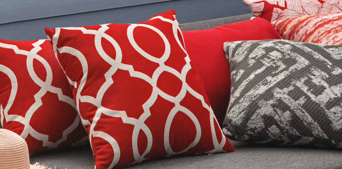 red and grey outdoor cushion set