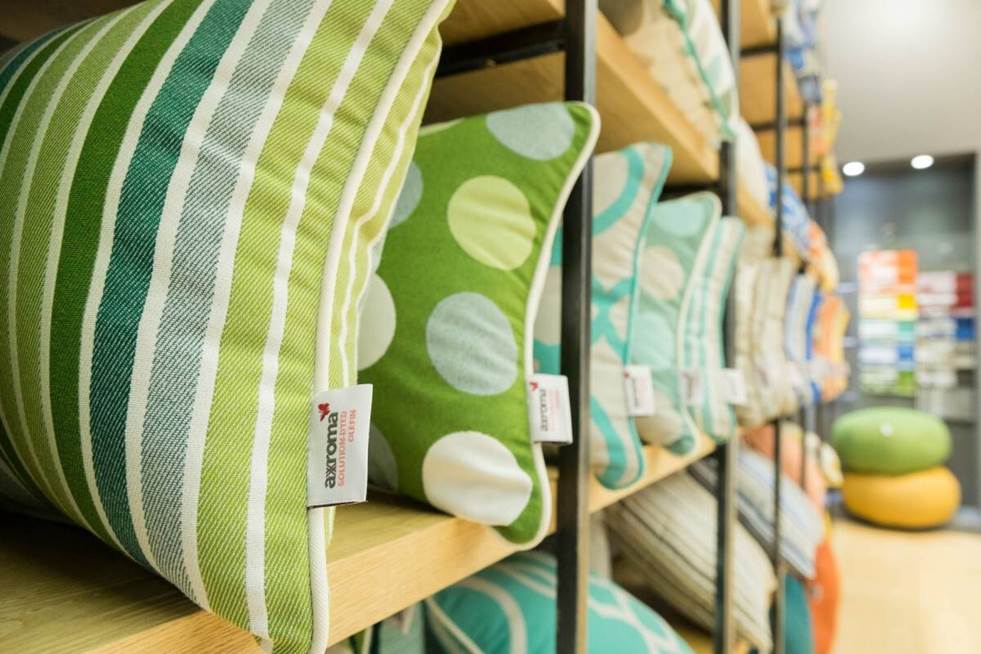 Outdoor cushions on shelf